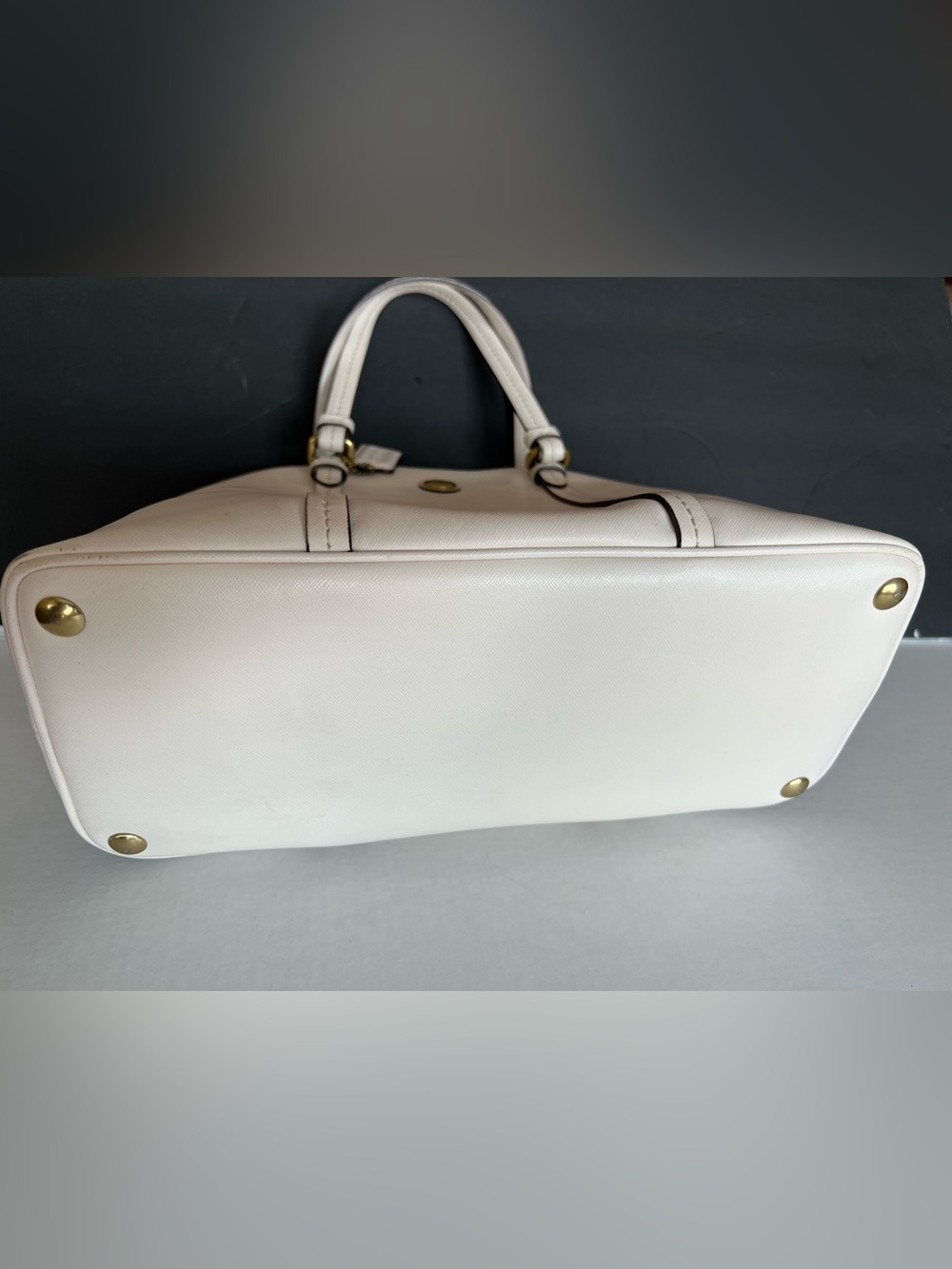 Coach Peyton Cora Satchel Bag Beige Sand Saffiano Leather # F25671 - Picture 11 of 16